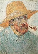 Vincent Van Gogh Self-Portrait with Pipe and Straw Hat (nn04) oil painting on canvas